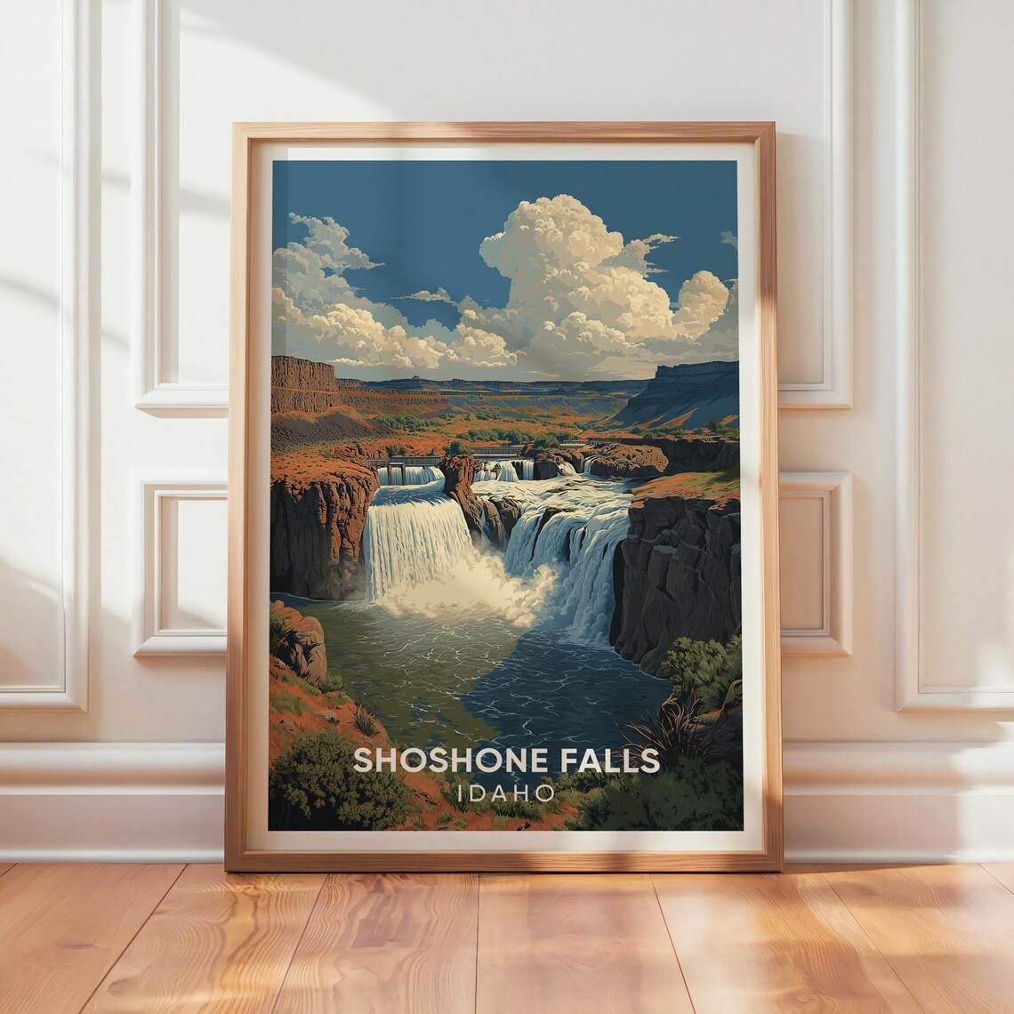 Shoshone Falls Vintage Poster, Idaho Nature Landscape