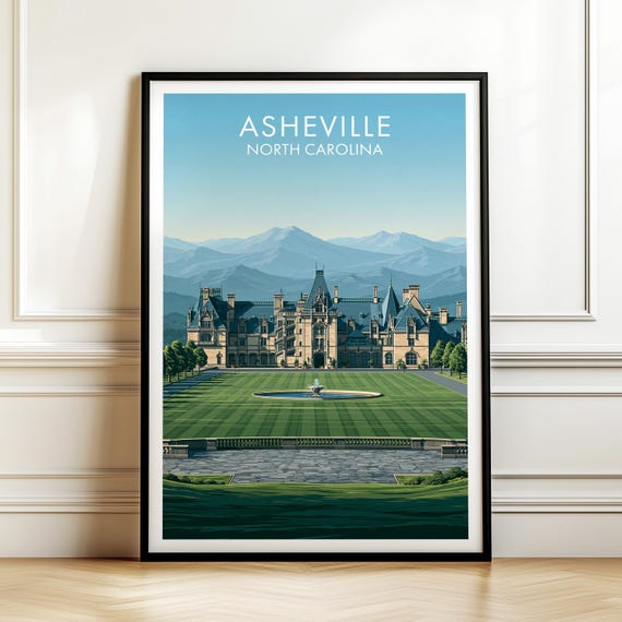 Biltmore Estate Asheville North Carolina Poster Vintage Travel Wall Art Decor Usa Cityscape Print Gift