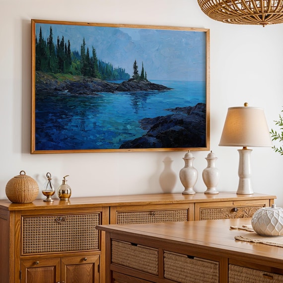 Isle Royale National Park Rocky Shore Pine Lake Scene Poster