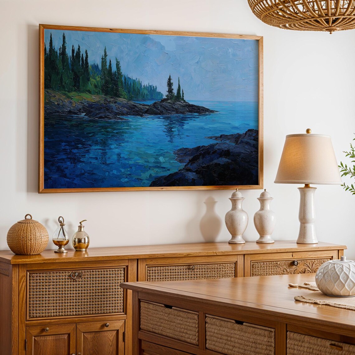 Isle Royale National Park Rocky Shore Pine Lake Scene Poster