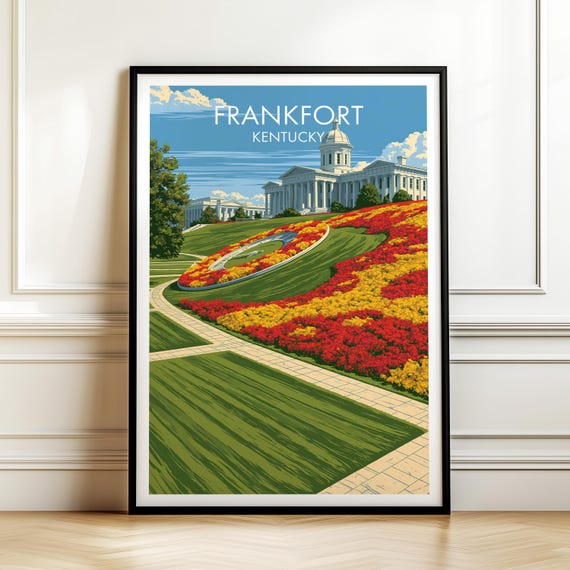 Frankfort Kentucky Poster Usa Travel Wall Art American Cityscape Print Gift