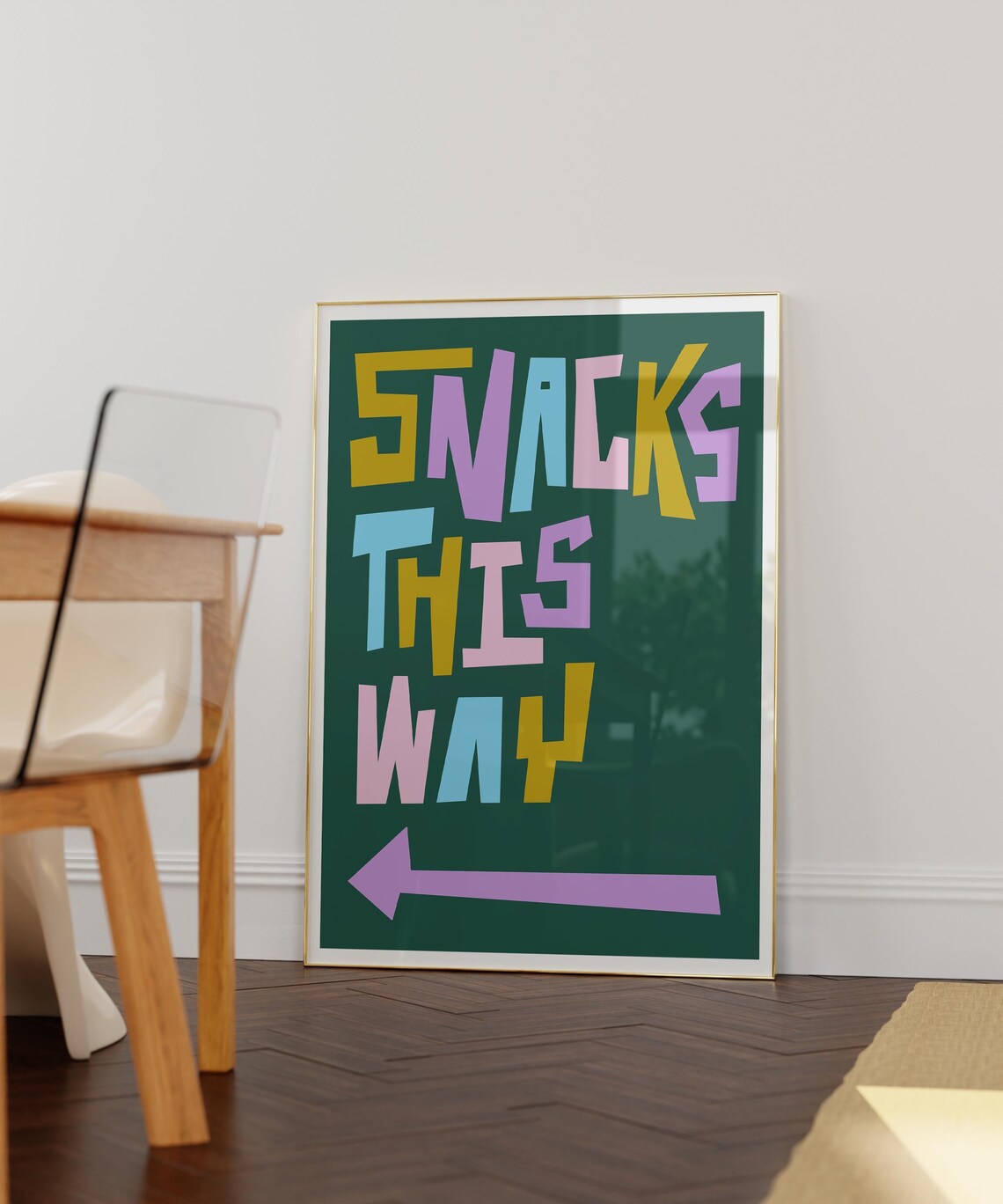 Funny Snacks This Way Art Print, Kitchen Decor