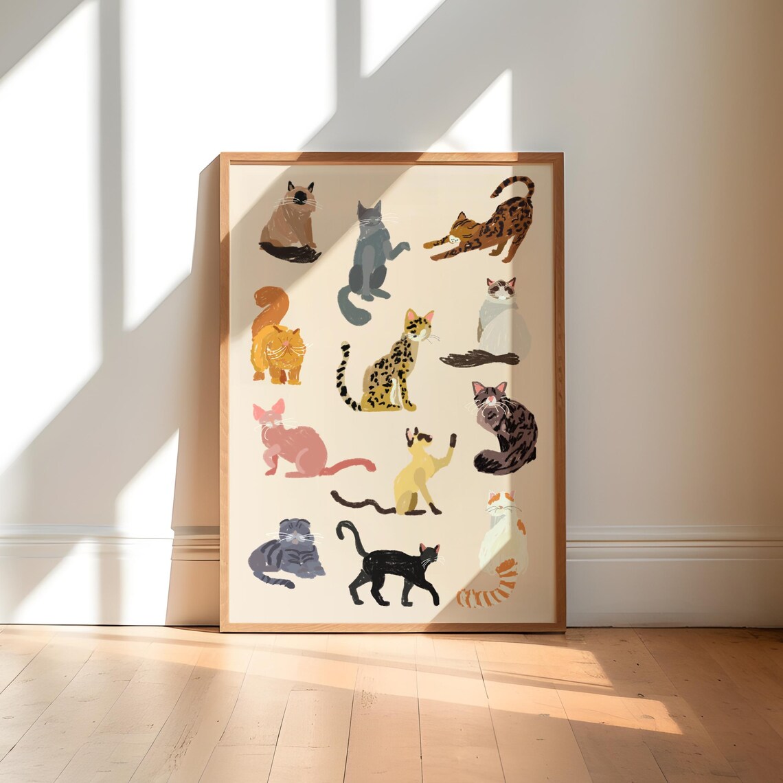 Cat Art Print, Animal Wall Drawing for Cat Lovers