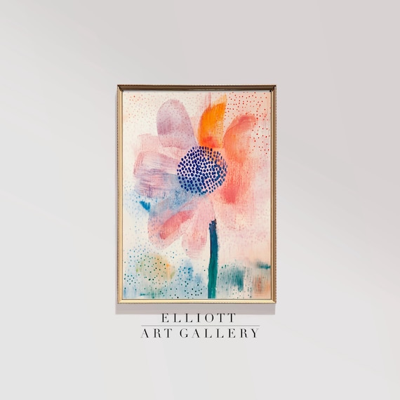 Abstract Pink and Orange Watercolor Flower Modern Botanical Art Print