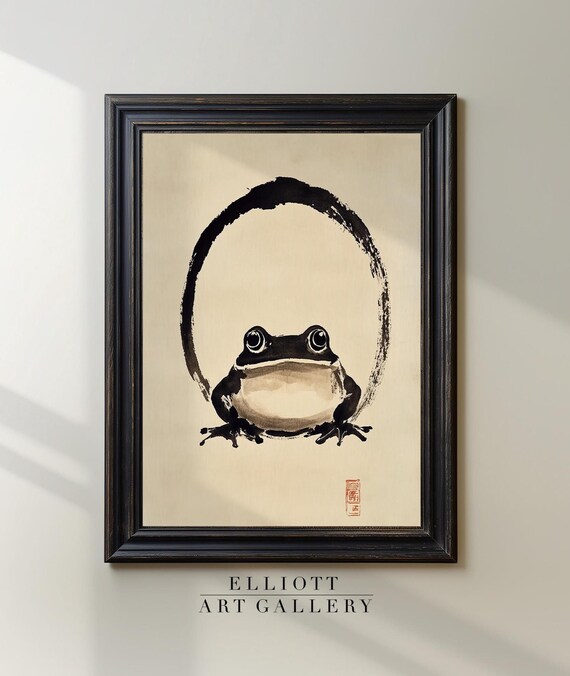 Japanese Frog Print Inspired By Matsumoto Hoji Art Vintage Funny Animal Minimalist E804