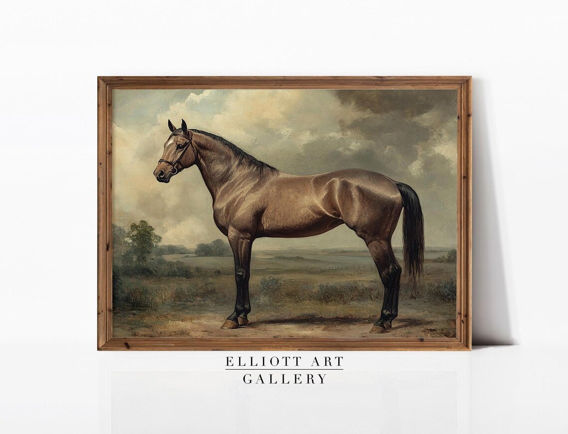 Vintage Horse Painting Equestrian Wall Art Print