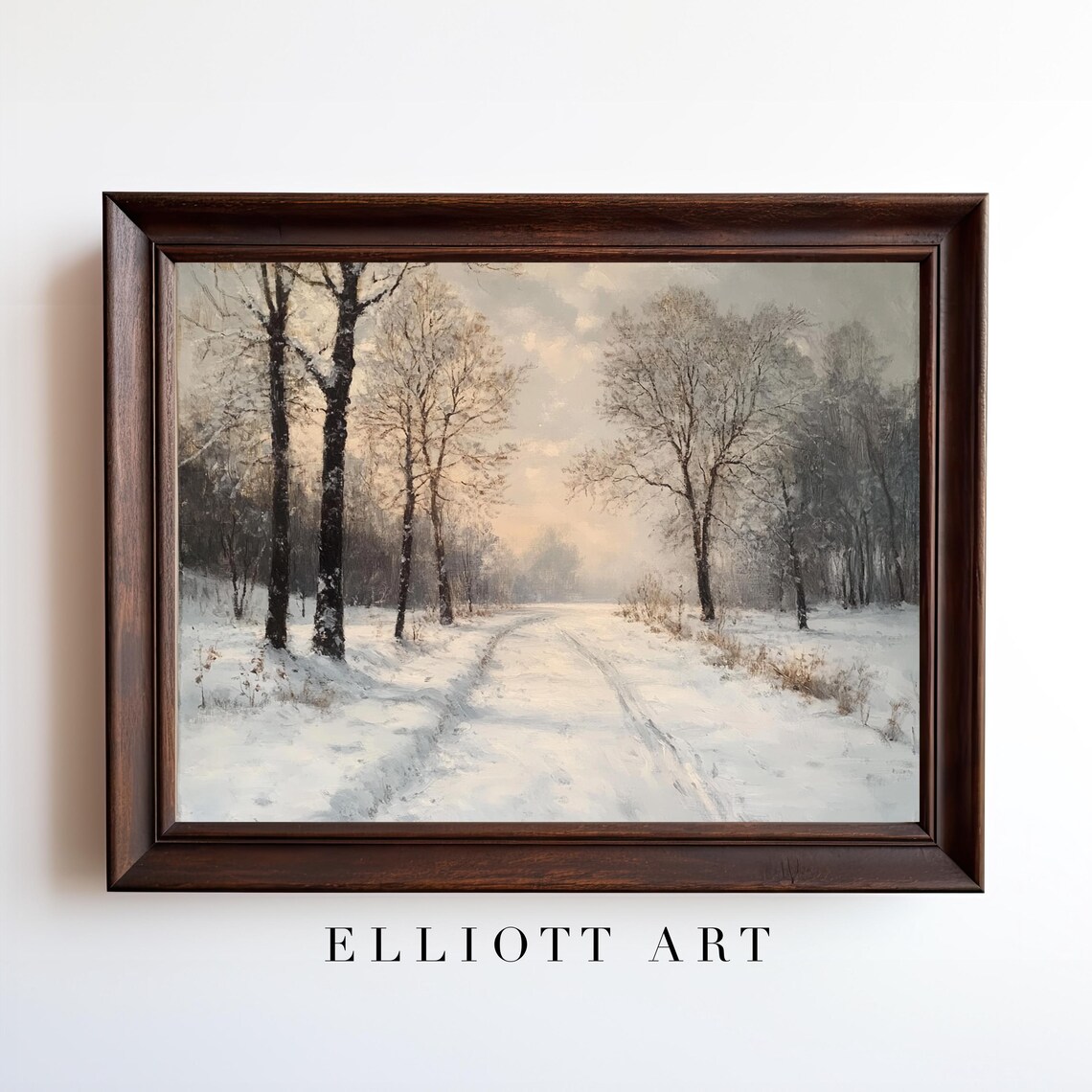 Muted Winter Landscape Forest Christmas Art Print