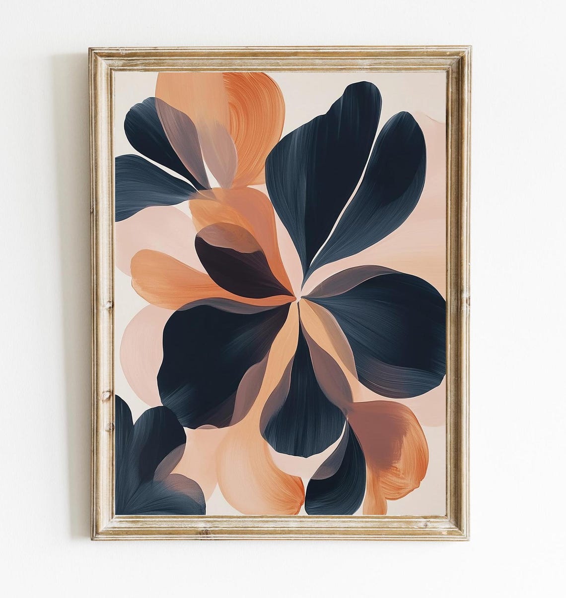 Abstract Botanical Floral Navy Terracotta Modern Artwork Wall Poster