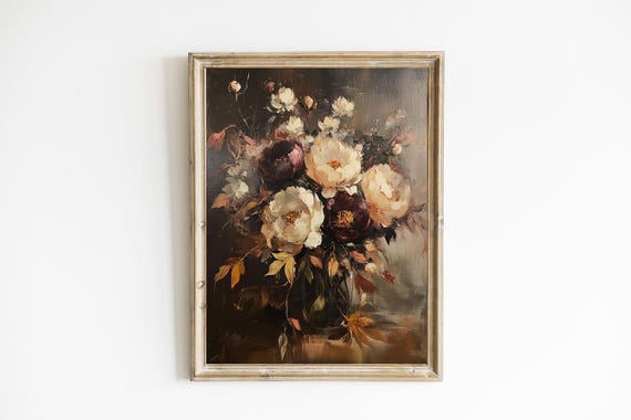 Autumn Floral Bouquet Vintage Still Life Art Print