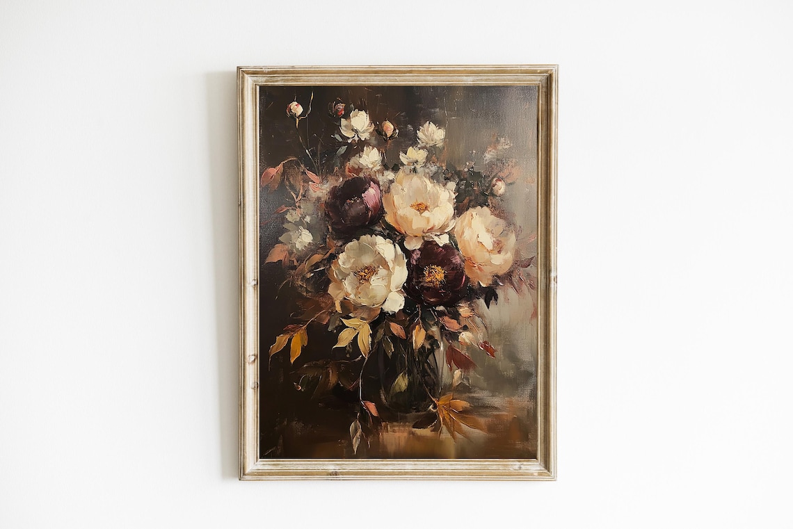 Autumn Floral Bouquet Vintage Still Life Art Print