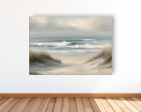 Vintage Coastal Beach Dunes Soft Muted Oil Painting Style Poster