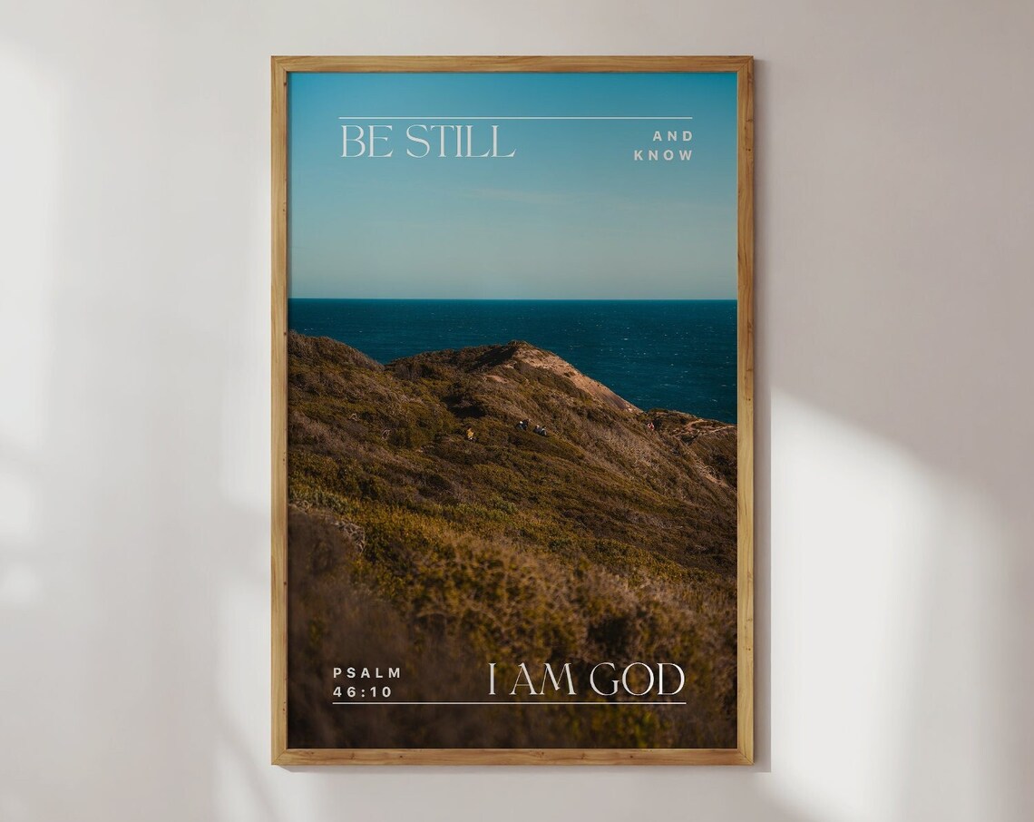 Be Still and Know Psalm 46 Ocean Coast Christian Photo Poster - Image 4