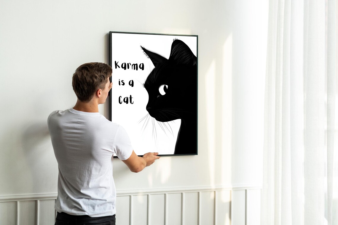 Karma Is A Cat, Funny Cat Illustration - Image 5