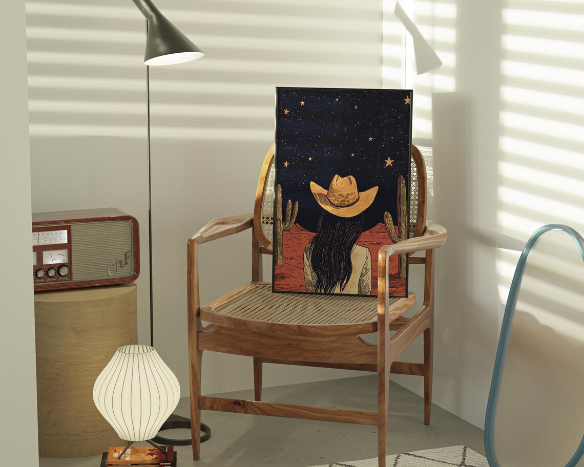 Western Cowgirl Vintage Retro Art Print - Image 3