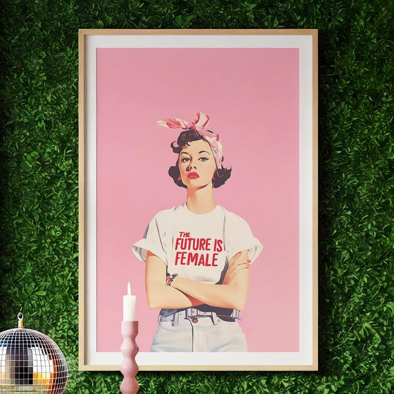 The Future Is Female Poster, Retro Woman Art Print