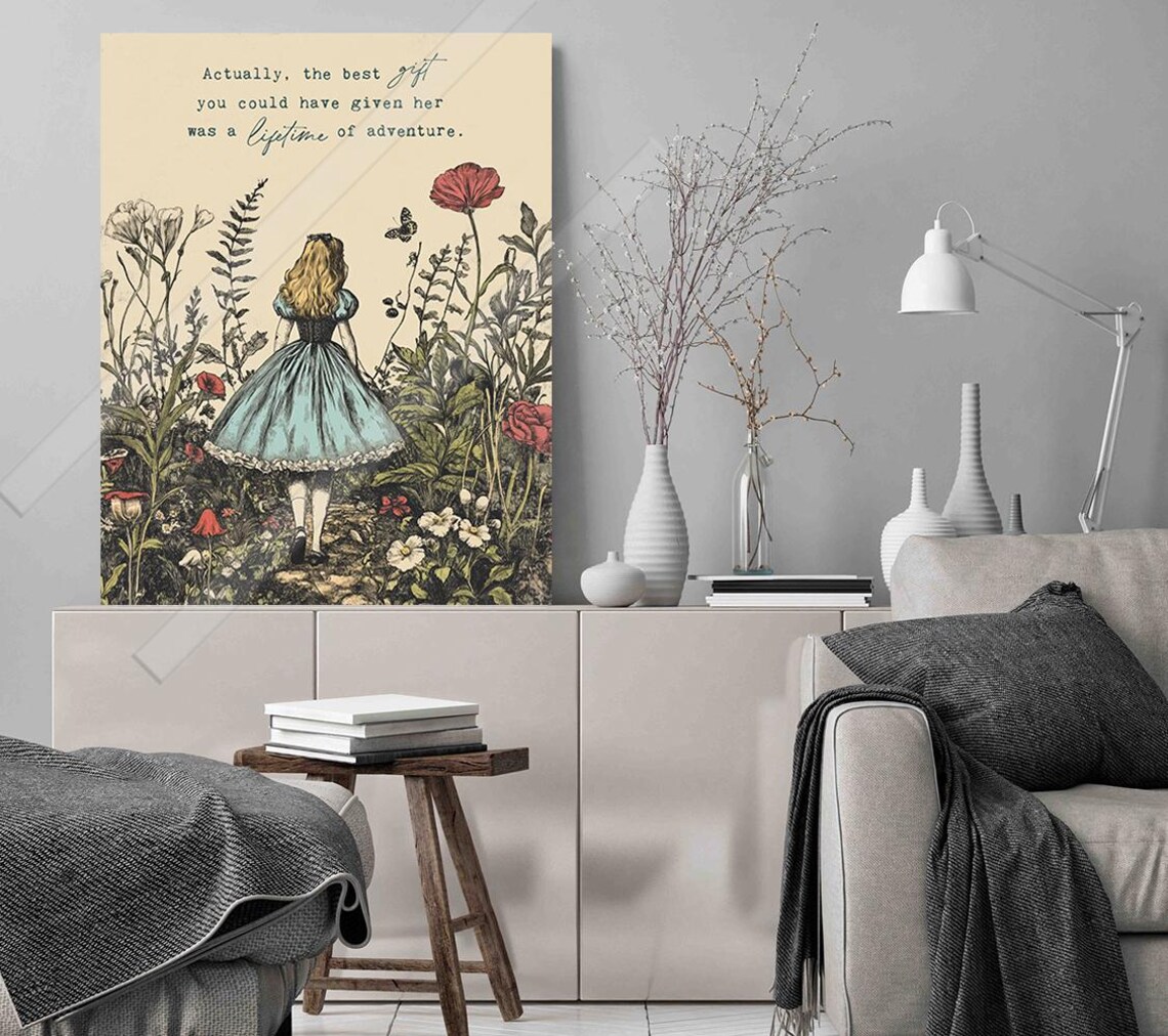 Alice In Wonderland Lifetime Of Adventure Vintage Garden Quote Print - Image 2