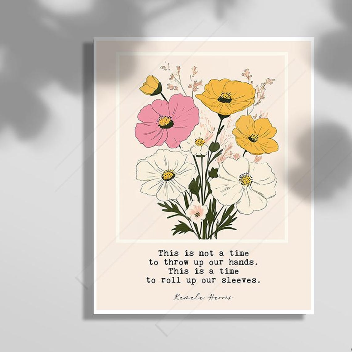 Kamala Harris Roll Up Our Sleeves Colorful Bouquet Quote Poster - Image 3