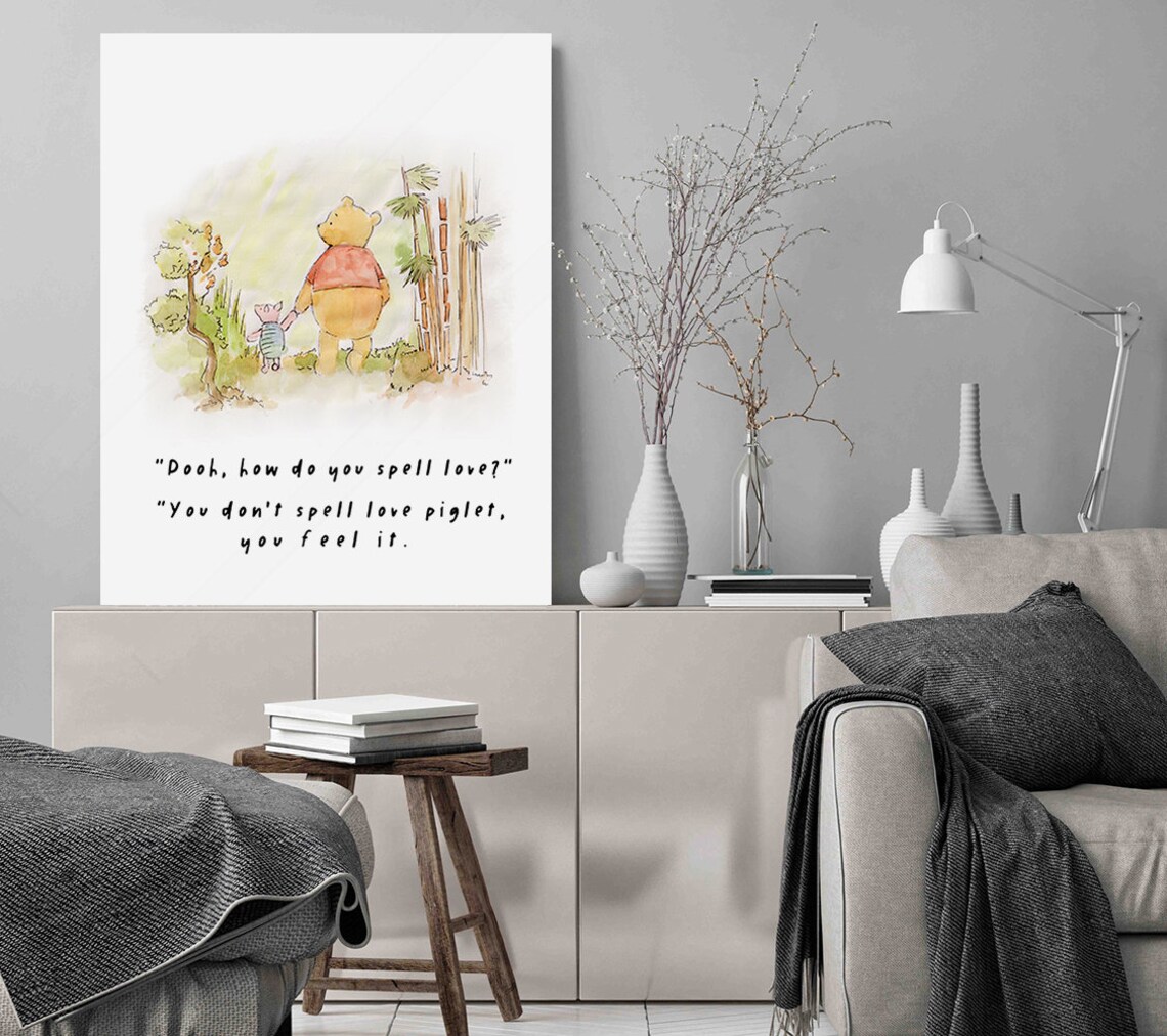Classic Winnie the Pooh Love & Friendship Quote Art Print - Image 3