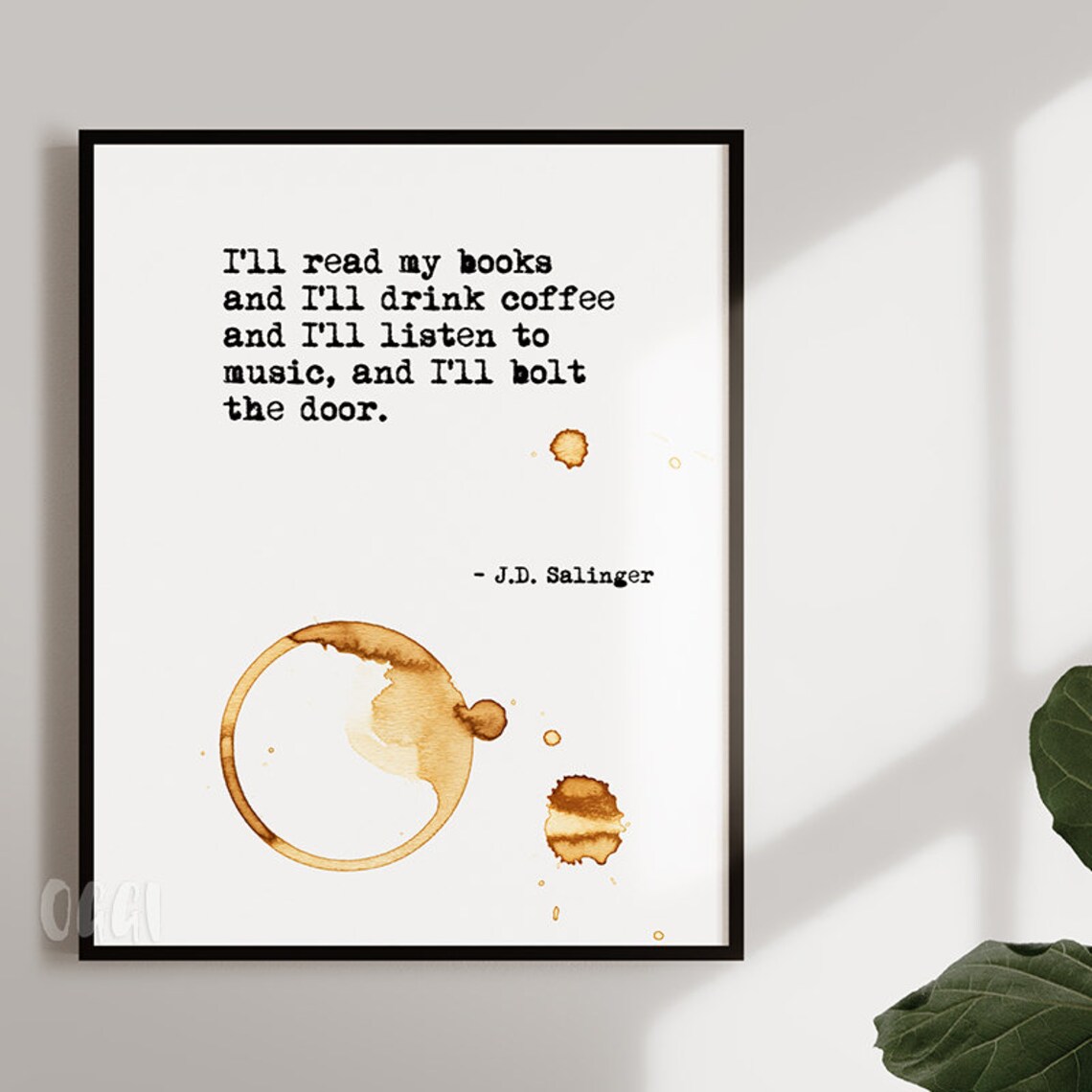 J.D. Salinger Quote Watercolor Art Print, Office Decor