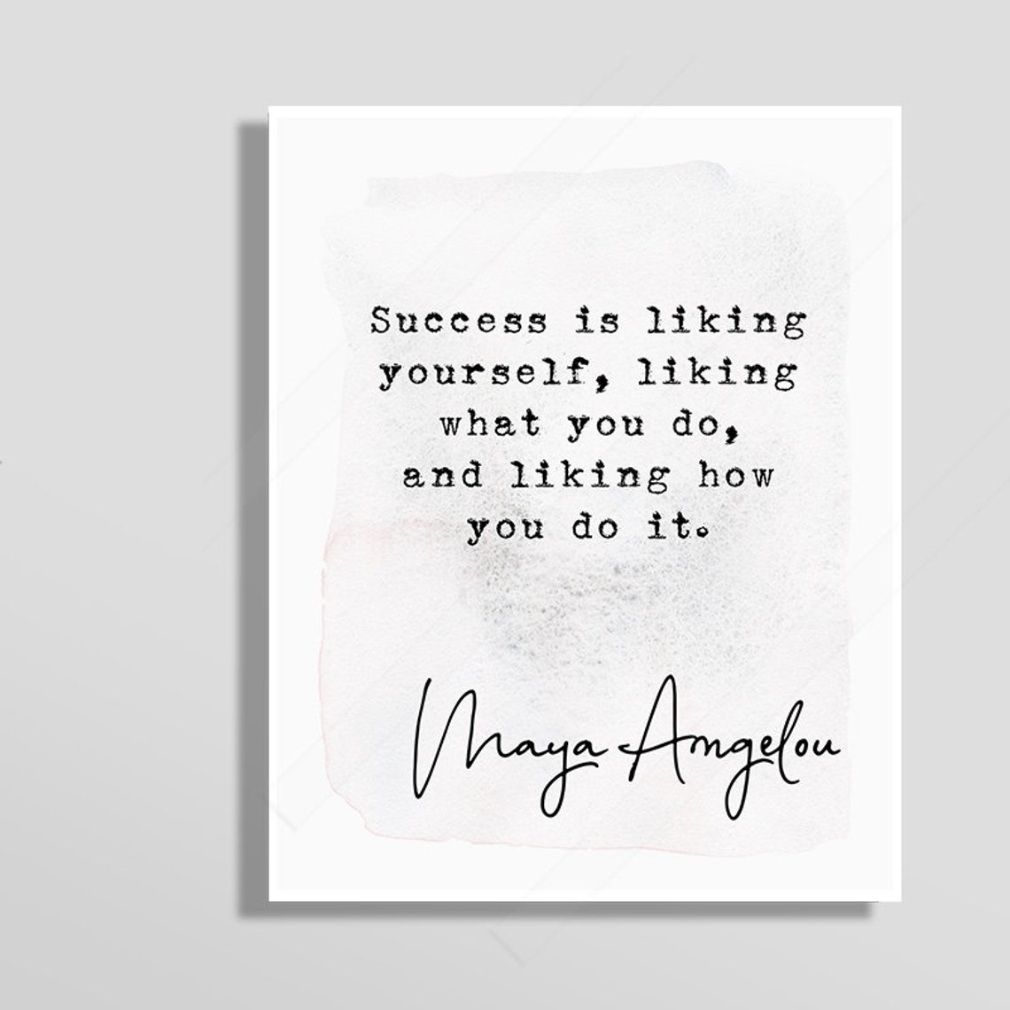 Maya Angelou Success Is Liking Yourself Typewriter Quote Poster - Image 2
