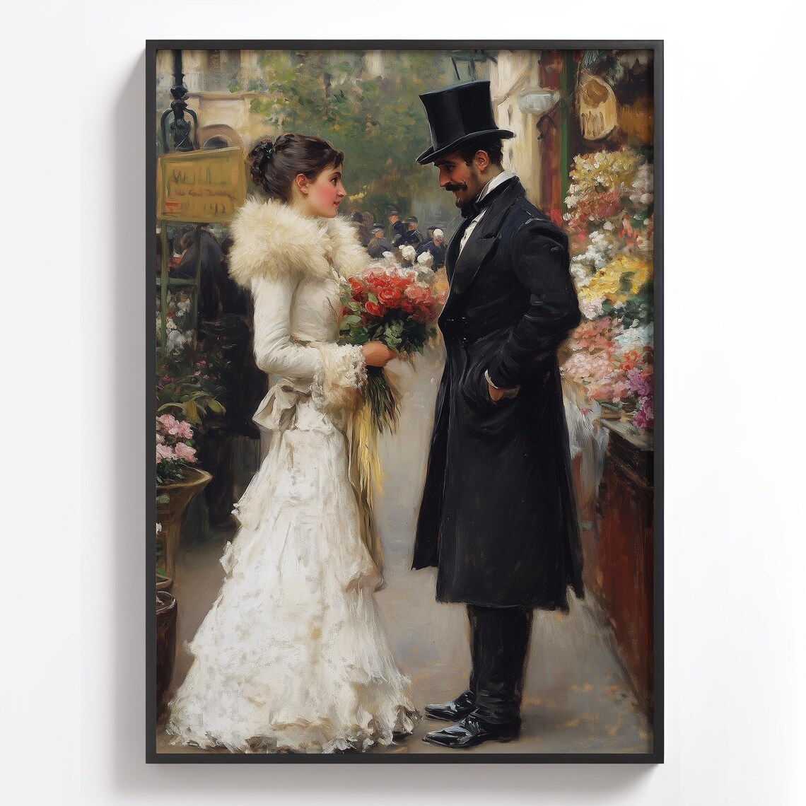 Victorian Couple, Vintage Parisian Street Scene Art Print - Image 2