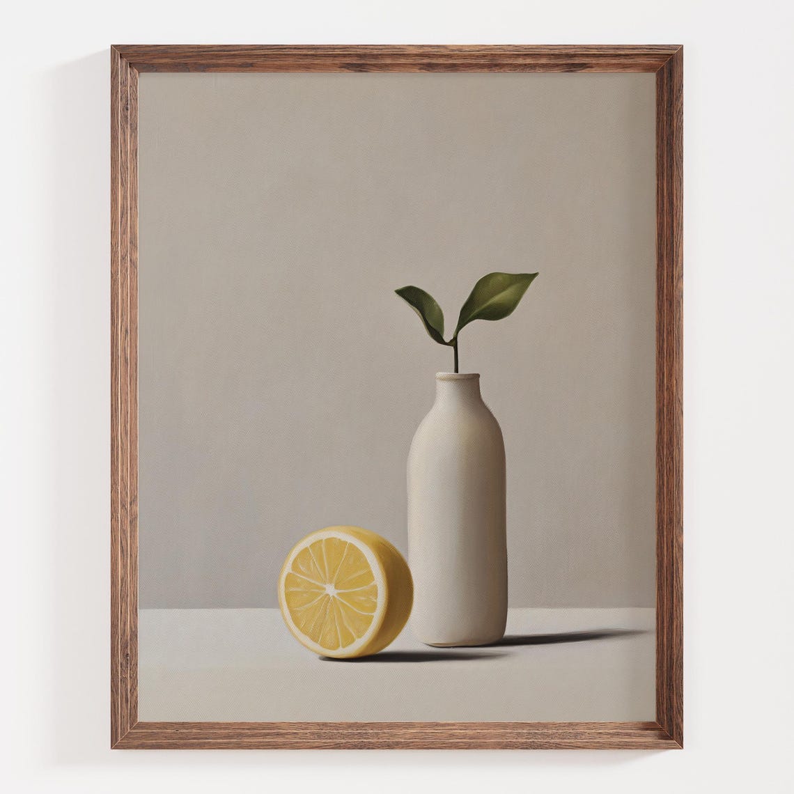 Fresh Sliced Lemon and White Vase Minimalist Kitchen Decor Poster - Image 3