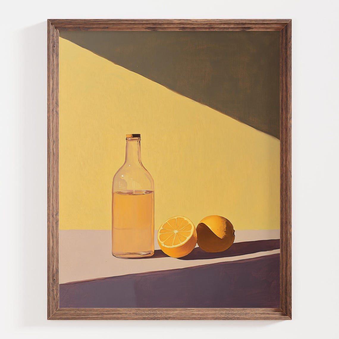 Glass Juice Bottle With Oranges Modern Still Life Art Poster - Image 3