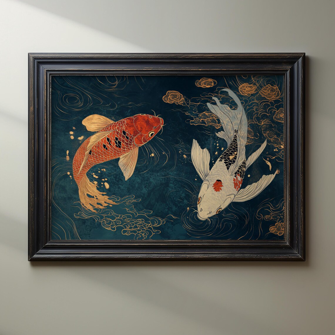 Koi Fish Japanese Art Print, Traditional Koi Painting