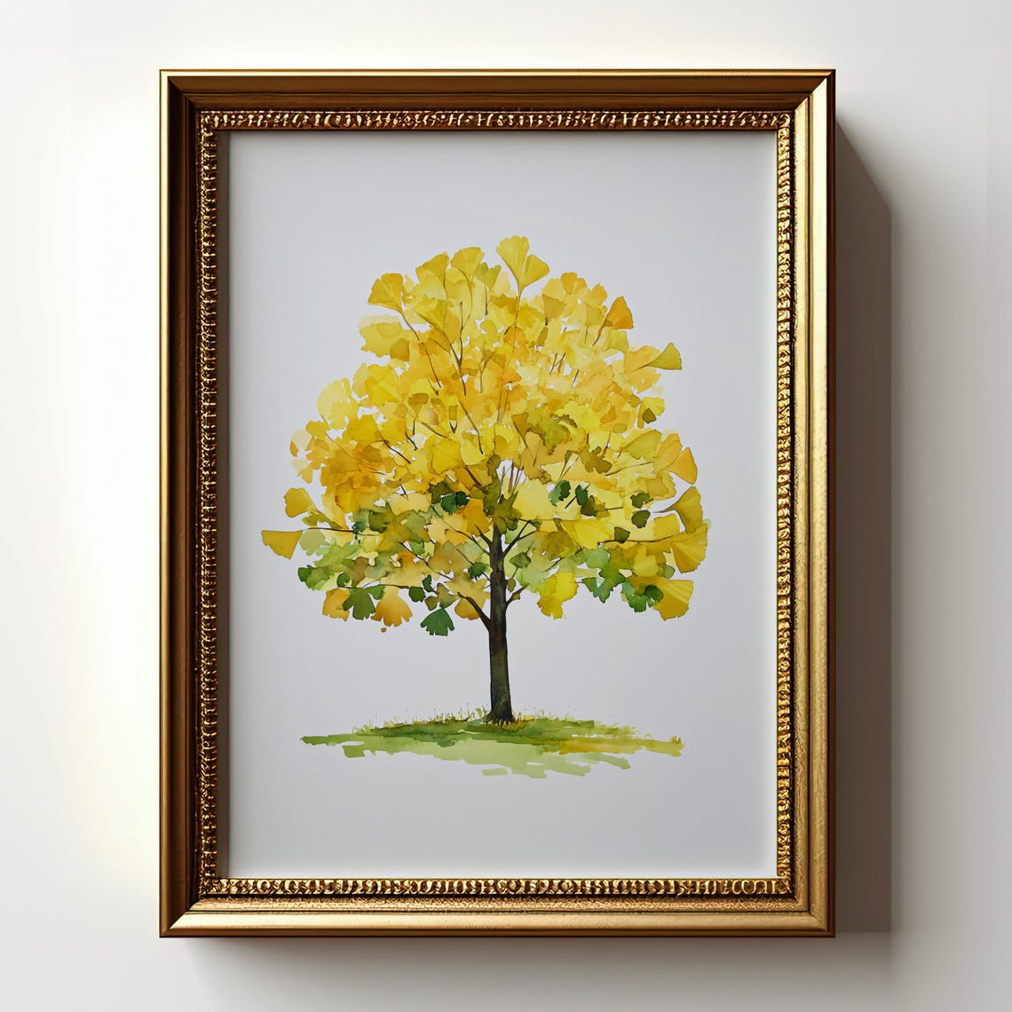 Yellow Ginkgo Watercolor Tree Minimalist Botanical Art Poster - Image 2