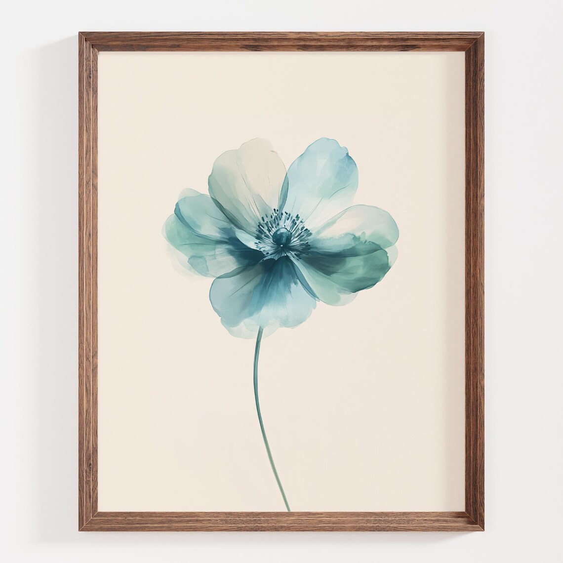 Minimalist Blue Floral Watercolor Art Print, Modern Botanical - Image 3