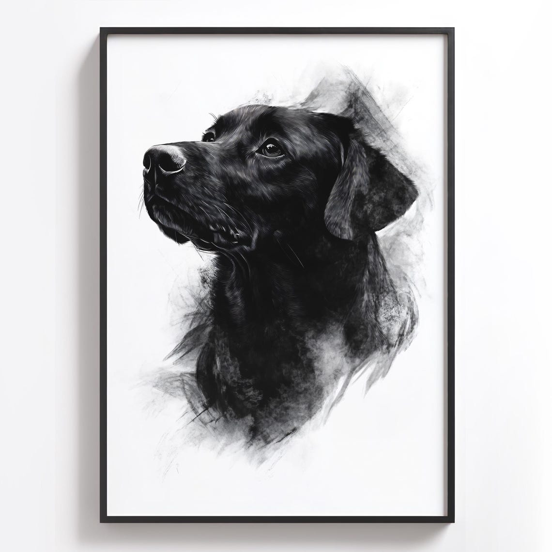 Black Labrador Sketch Bold Monochrome Noble Pet Portrait Poster