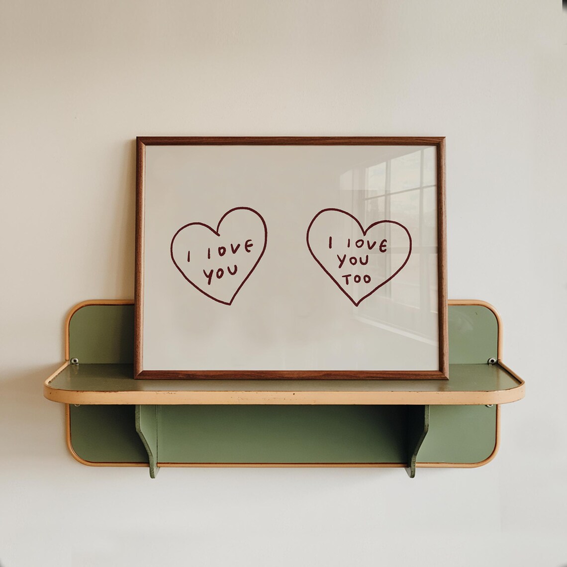 Couple Heart Print, Love Bedroom Decor