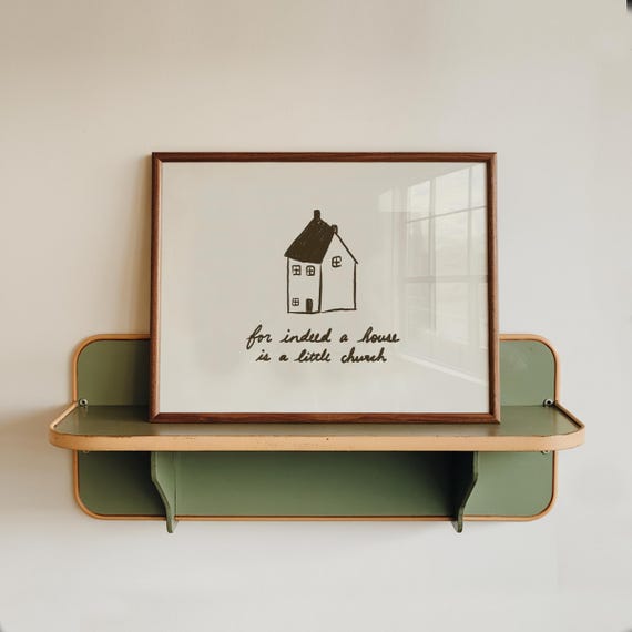 Christian Home Decor Print A House Is Little Church Handdrawn Minimalist Art Horizontal