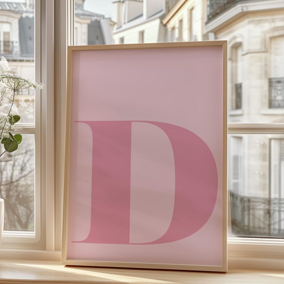 Pink Letter D Poster Initial D Big Letters For Wall Alphabet D Letter Art Letters For Nursery Pink Wall Art Capital Letter Wall Decor