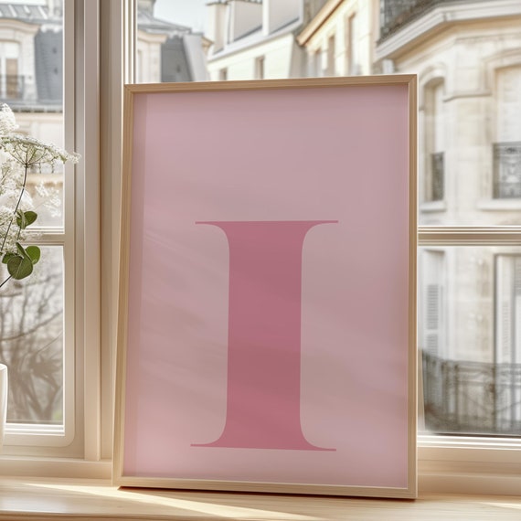 Pink Letter I Poster Initial I Big Letters For Wall Alphabet I Letter Art Letters For Nursery Pink Wall Art Capital Letter Wall Decor