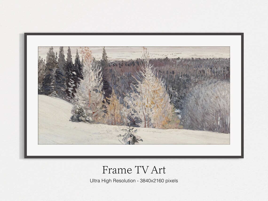 Christmas Winter Oil Landscape Vintage Art Print - Image 4