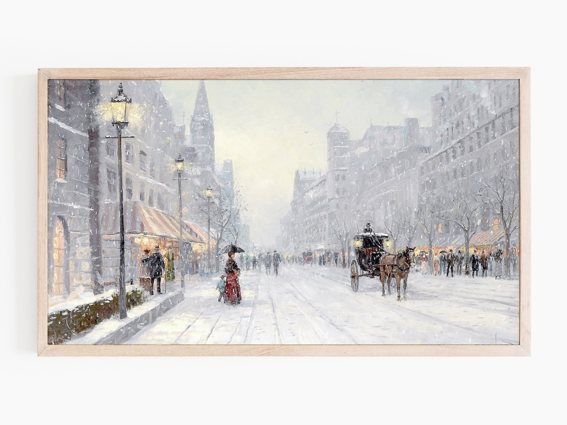 Vintage Christmas Landscapes Art Print, Holiday Decor