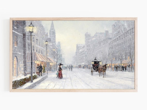 Vintage Christmas Landscapes Art Print, Holiday Decor