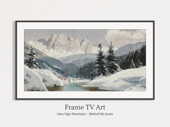 Winter Oil Landscape Art Print for TV Wall Decor