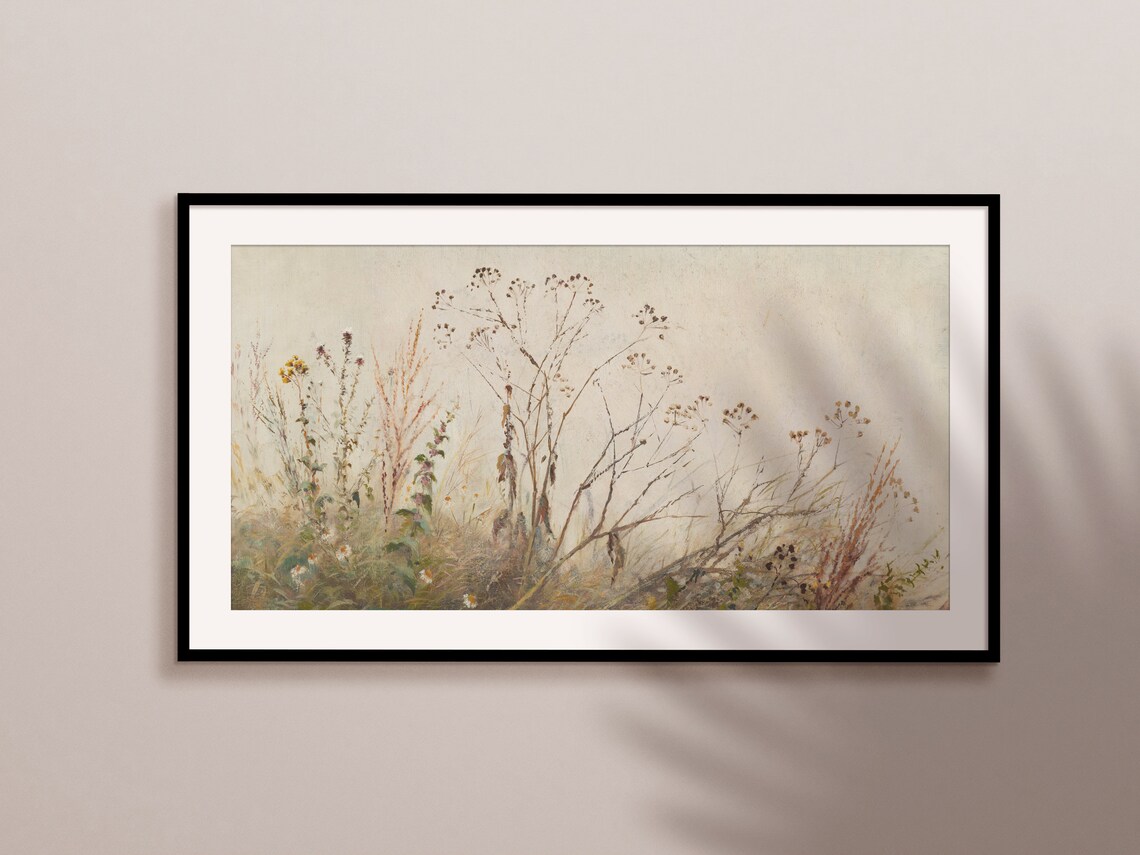 Wildflower Field Landscape, Vintage Farm House Art Print - Image 3
