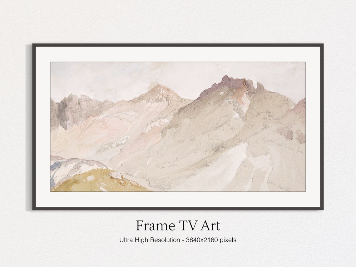 Pale Neutral Mountain Watercolor Painting Minimalist Alpine Wall Art - Image 5