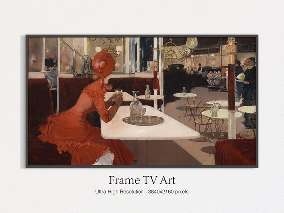Frame Tv Art French Cafe Vintage Art For Tv Frame Tv Art Tv Art Instant Moody Art For Tv