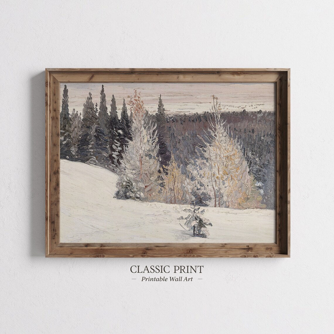 Snowy Christmas Trees Landscape, Winter Decor