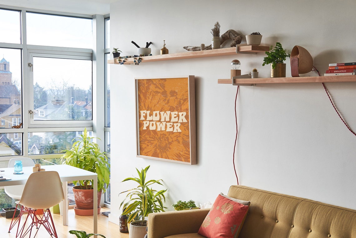 Flower Power Orange Bloom Vintage Typography Burnt Orange Poster - Image 9
