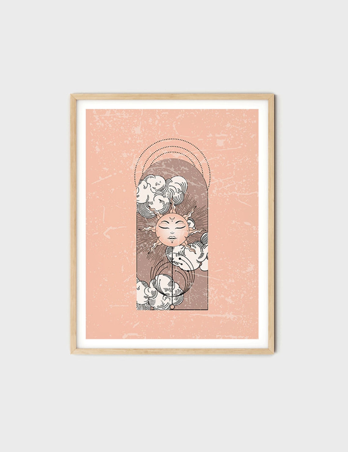 Celestial Sleeping Moon Face Cloudy Arch Vintage Spirit Wall Poster - Image 4