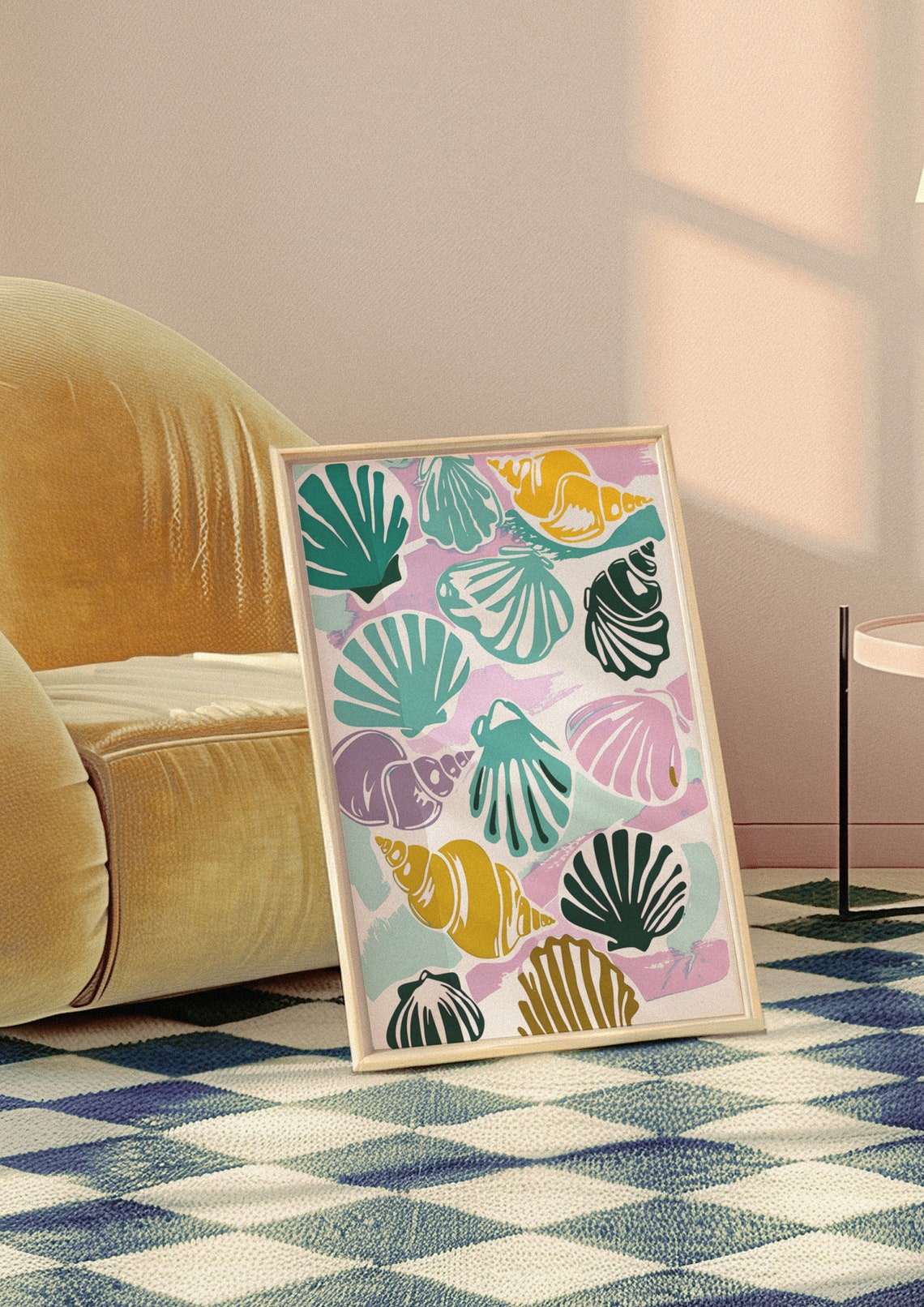Pastel Seashell Pattern Scallop Shells Beachy Coastal Art Print - Image 3