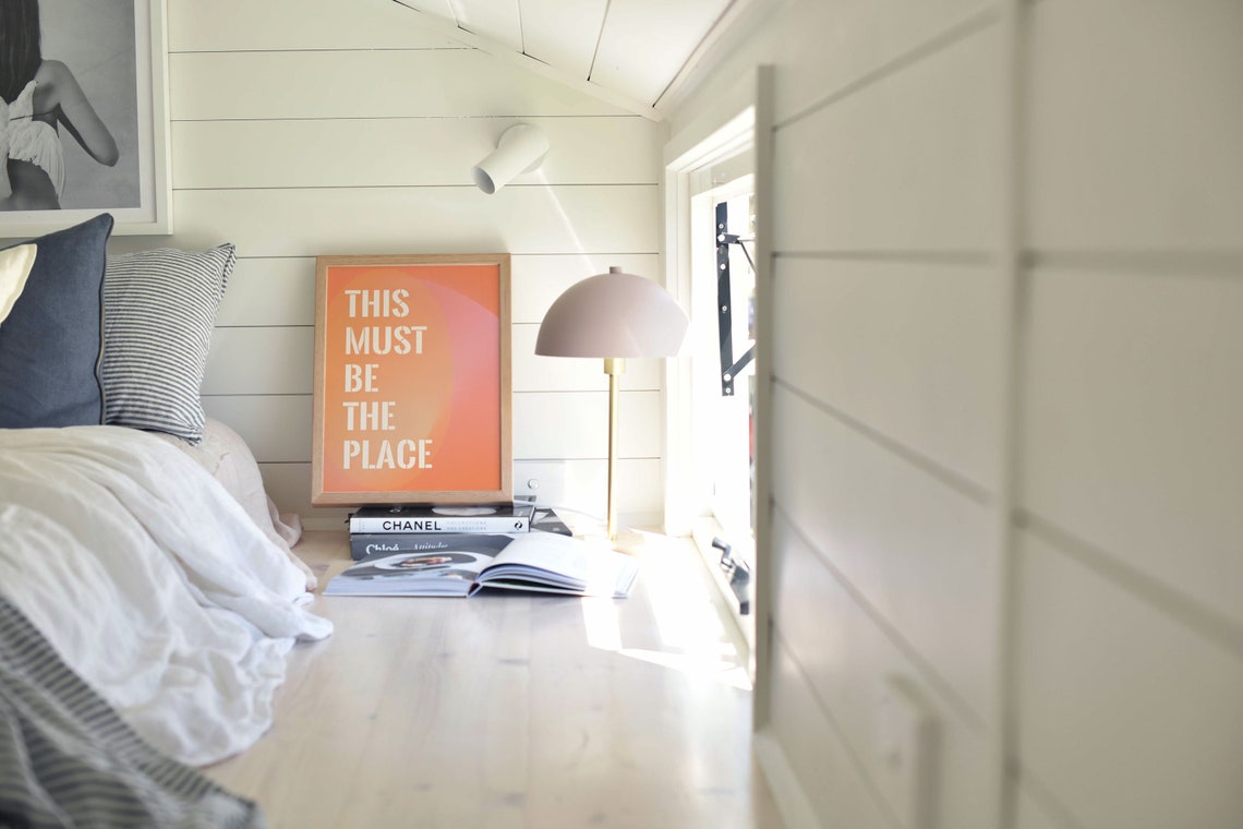 This Must Be the Place Coral Stencil Caps Minimal Quote Wall Poster - Image 3