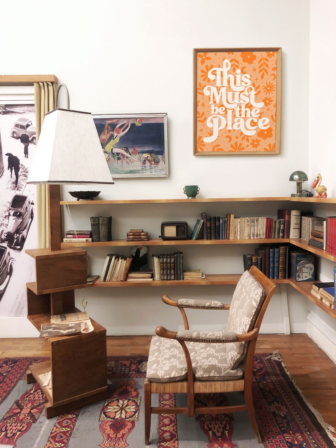 This Must Be The Place Quote Poster With Orange Floral Pattern - Image 2