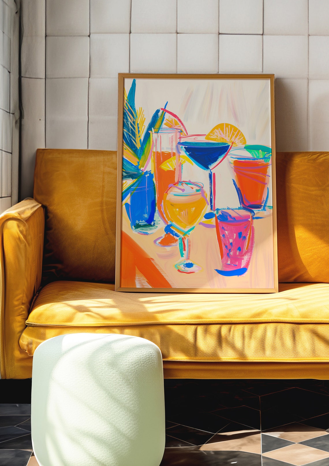 Colorful Cocktail Drinks Tabletop Orange Blue Bar Art Poster - Image 9