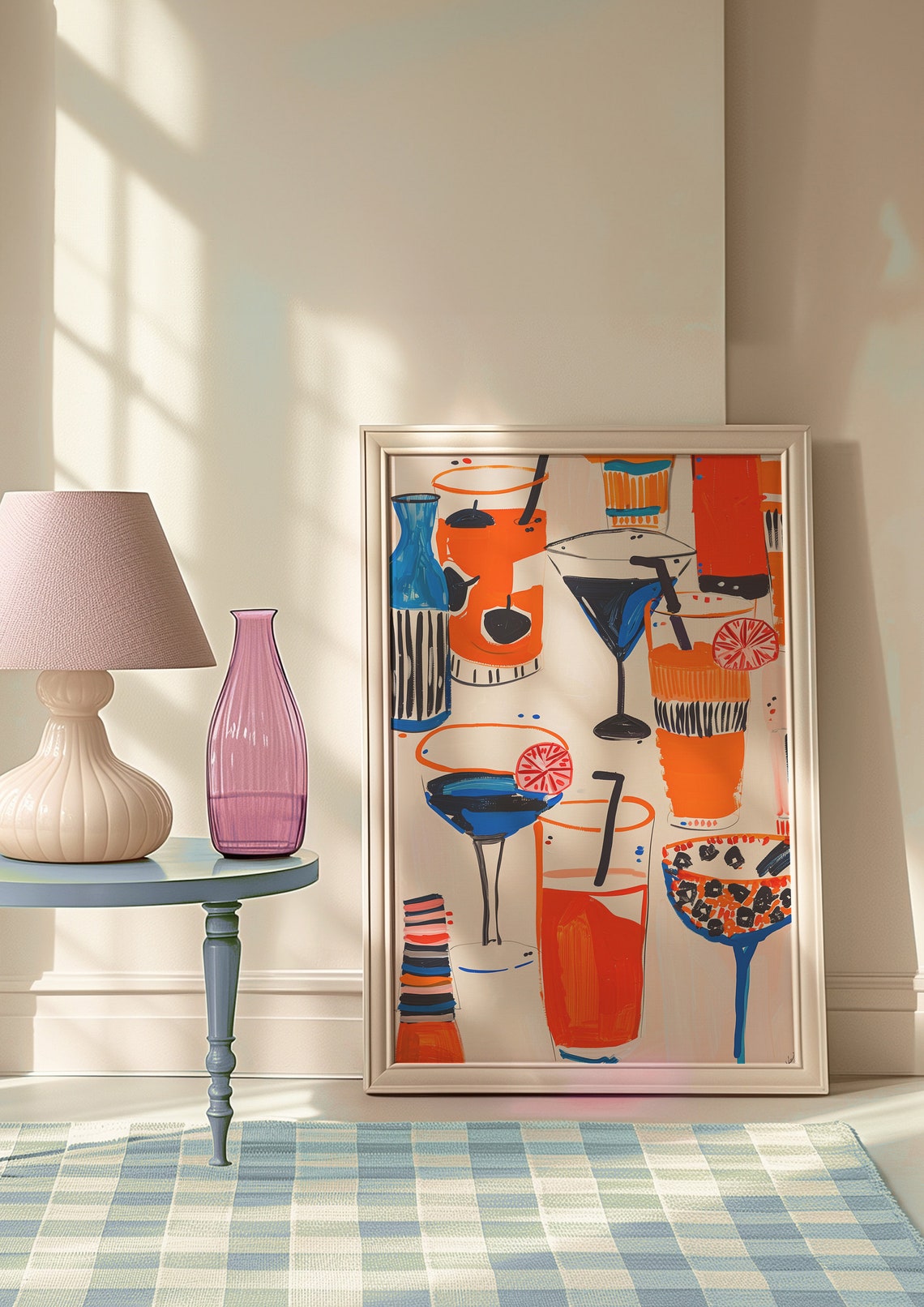 Cocktail Glasses Pattern Martini Orange Drinks Fun Art Poster - Image 9
